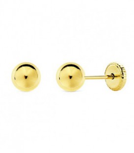 Pendientes de Bebe 5mm Bola Lisa Oro de Ley 18 kts Ref : PE-14430P5