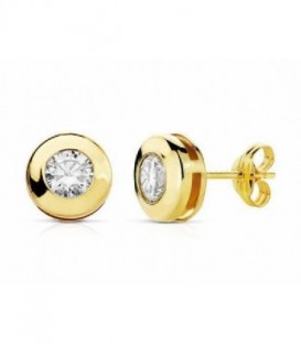 Pendientes Chaton 10mm Oro de Ley 18 kts Ref : P-3214