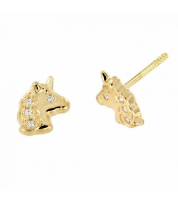 Pendientes de Bebe Unicornio Oro de Ley 18 kts Ref : PE-3-56367-P