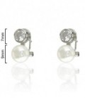 Pendientes Circulo Liso Circonitas y Perlas Plata Rodio 925 mls Ref : CPE0815