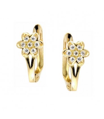 Pendientes Flor Comunion Oro de Ley 18 kts Ref : PE-17-3688-P