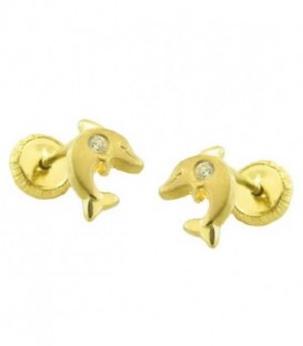 Pendientes de Bebe Delfin Oro de Ley 18 kts Ref : PE-1974M