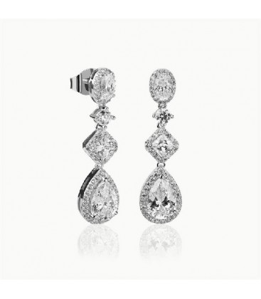 Pendientes Brilliant Cut Plata de Ley Rodiado 925 mls Ref : PE-BPE22