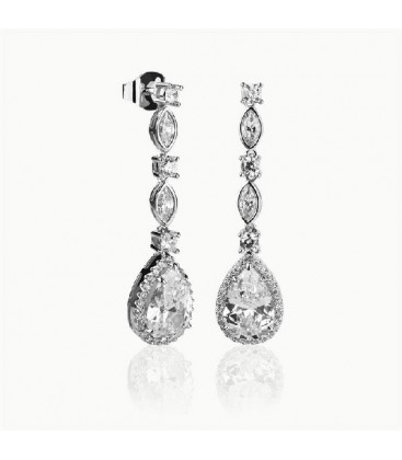 Pendientes Brilliant Cut Plata de Ley Rodiado 925 mls Ref : PE-BPE25