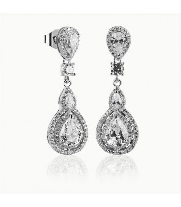 Pendientes Brilliant Cut Plata de Ley Rodiado 925 mls Ref : PE-BPE27