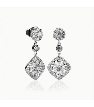 Pendientes Brilliant Cut Plata de Ley Rodiado 925 mls Ref : PE-BPE30