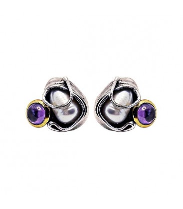 Pendientes Tinajo Morado Plata de Ley 925 mls Ref: PE-11I0381