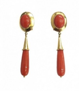 Pendientes Coral Fino Oro de Ley 18 kts Ref : PE-MP99366