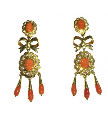 Pendientes Coral Fino Oro de Ley 18 kts Ref: PE-MP99546