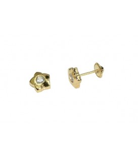 Pendientes Bebe Flor 7mm Circonitas Oro de Ley 9 kts Ref: PE-1900