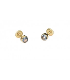 Pendientes Bebe 6mm Circonitas Oro de Ley 9 kts Ref: PE-0004