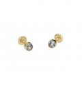 Pendientes Bebe 3mm Circonitas Oro de Ley 9 kts Ref: PE-0001