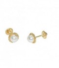 Pendientes Bebe 5,5mm P.Cultivada Oro Ley 9 kts Ref: PE-2541