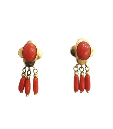 Pendientes Coral Fino Oro de Ley 18 kts Ref: PE-MP57585