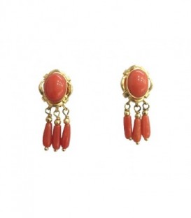 Pendientes Coral Fino Oro de Ley 18 kts Ref: PE-MP57586