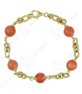 Pulsera Coral Fino Oro Ley 18 kts Ref: PU-PPUS7